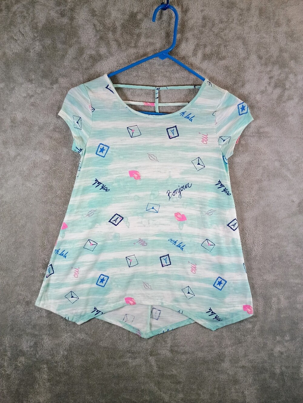 Girls SO Mint Graphic Legging Tee With French Theme Size 7/8